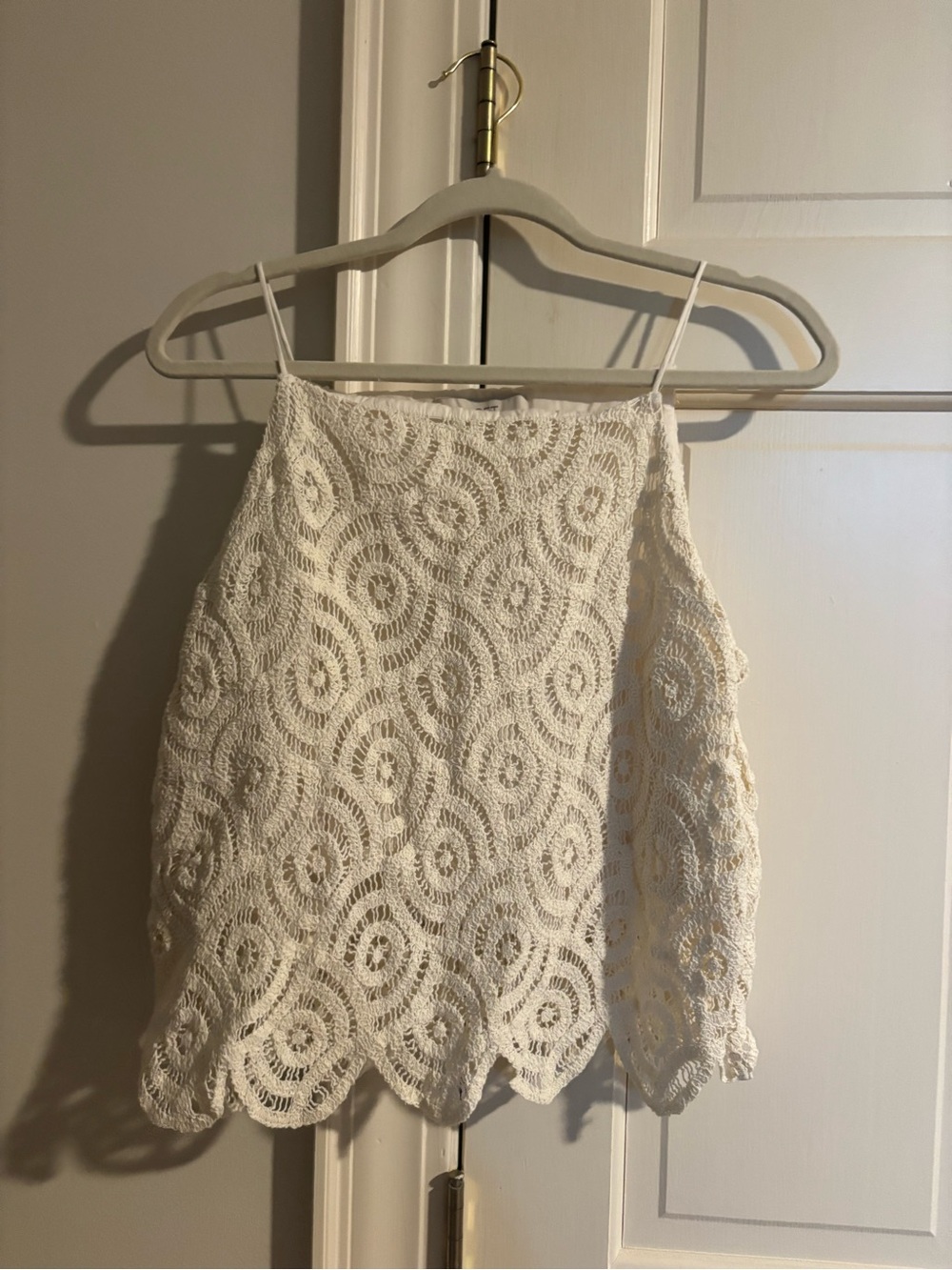 LOFT Cream Crochet Lace Halter Cami